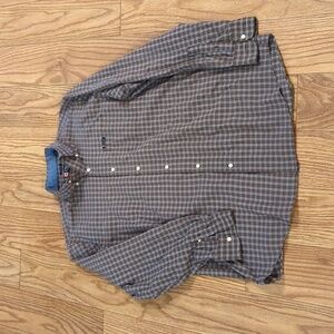 Chaps brown and blue plaid button-down shirt, men's size XLT
